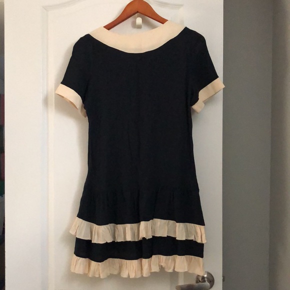 Blue and Cream dress. One size. Made in Korea - Picture 2 of 11
